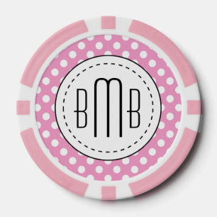 Cute Pink Polka Dots Pattern Poker Chips