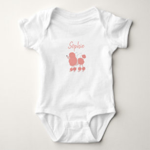 Cute Pink Poodle Baby Bodysuit