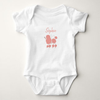 Cute Pink Poodle Baby Bodysuit