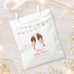 Cute Pink Popcicle Bow Ice Cream Baby Shower  Favour Bags