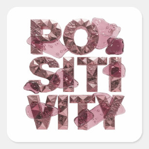 Cute Pink POSITIVITY Decal Art Square Sticker