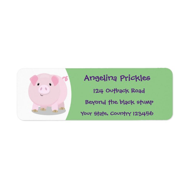 Cute pink pot bellied pig cartoon illustration (Front)