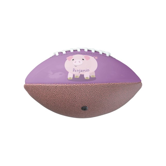 Cute pink pot bellied pig cartoon illustration american football (Rotated 270)