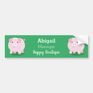 Cute pink pot bellied pig cartoon illustration  bumper sticker