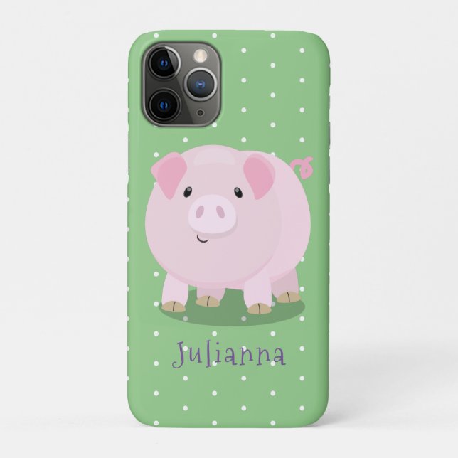 Cute pink pot bellied pig cartoon illustration Case-Mate iPhone case (Back)