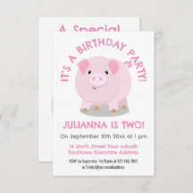 Cute pink pot bellied pig personalised birthday