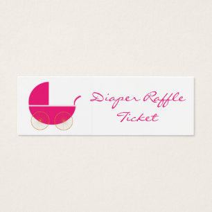 Cute Pink Pram Diaper Raffle Ticket - Skinny Card