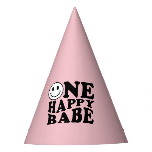 Cute Pink Preppy Smile   One Happy Babe Party Hat