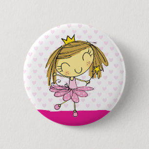 Cute Pink Princess Ballet girl 6 Cm Round Badge