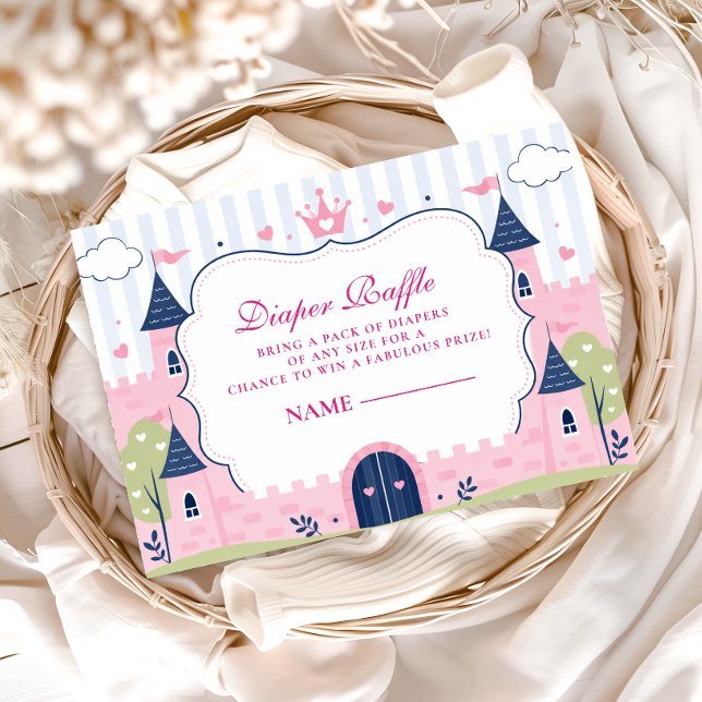 Cute Pink Princess Castle Diapper Raffle Enclosure Card (Creator Uploaded)