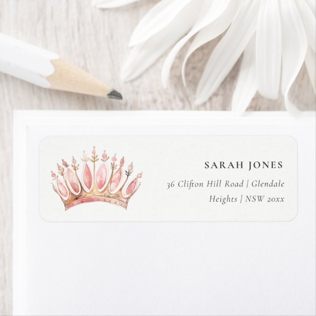 Cute Pink Princess Crown Tiara Floral Address (Insitu)