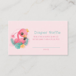 Cute Pink Princess Flamingo Girl Diaper Raffle Business Card