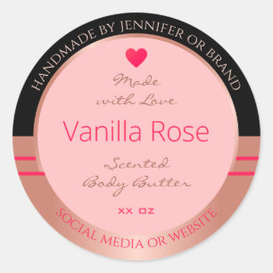 Cute Pink Product Labels Black and Rose Gold Frame