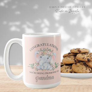 Cute Pink Promoted to Grandma Pregnancy Reveal Coffee Mug