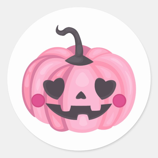 Cute Pink Pumpkin  Classic Round Sticker (Front)