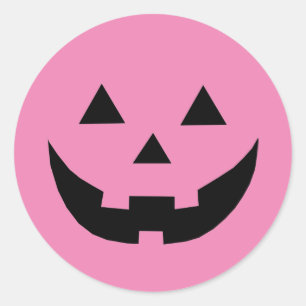 Cute pink pumpkin face Breast Cancer Awareness Classic Round Sticker
