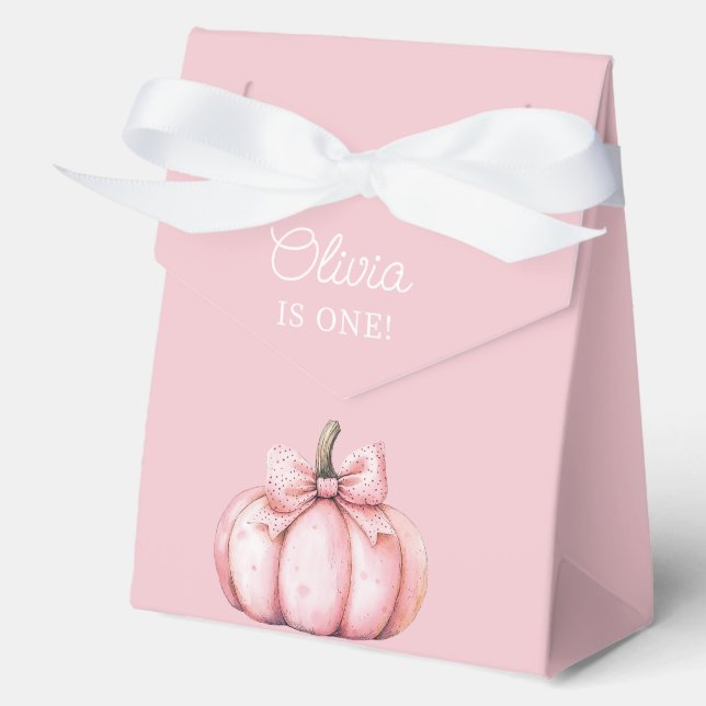 Cute Pink Pumpkin Girl 1st Birthday  Favour Box (Front)
