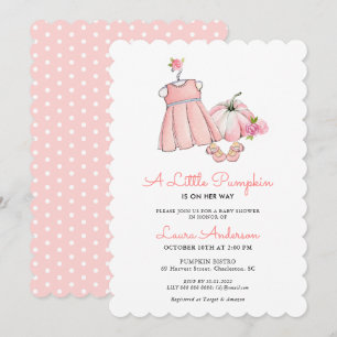 Cute pink Pumpkin Girl Baby Shower Invitation