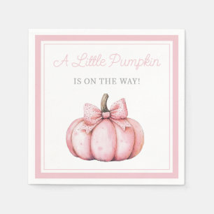 Cute Pink Pumpkin Girl Baby Shower Napkin