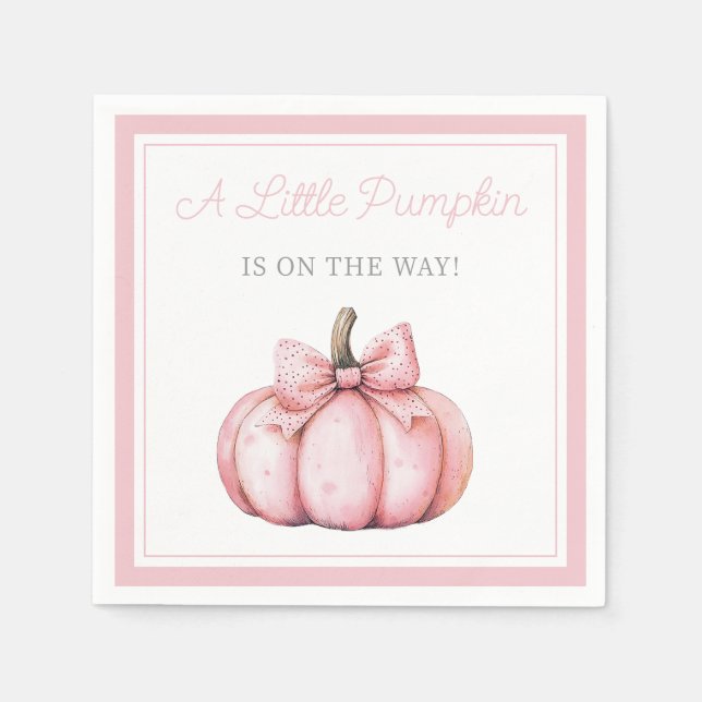 Cute Pink Pumpkin Girl Baby Shower Napkin (Front)