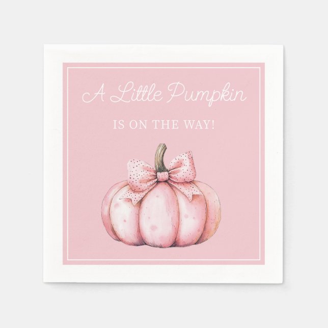 Cute Pink Pumpkin Girl Baby Shower Napkin (Front)