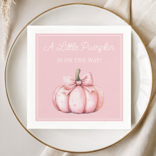 Cute Pink Pumpkin Girl Baby Shower Napkin