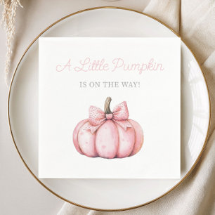 Cute Pink Pumpkin Girl Baby Shower Napkin