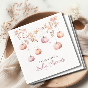 Cute Pink Pumpkin Girl Baby Shower Napkin
