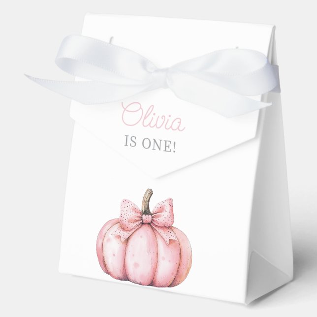 Cute Pink Pumpkin Girl First Birthday  Favour Box (Front)