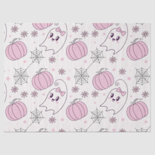 Cute Pink Pumpkin Halloween Pattern Tissue Paper