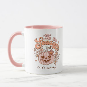 Cute Pink Pumpkin Halloween Retro Name Pink Mug