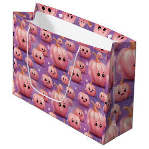 Cute Pink Pumpkin pattern kids halloween  Large Gift Bag