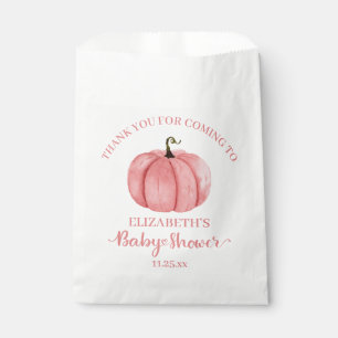 Cute Pink Pumpkin Thank You Baby Shower Favour Bags