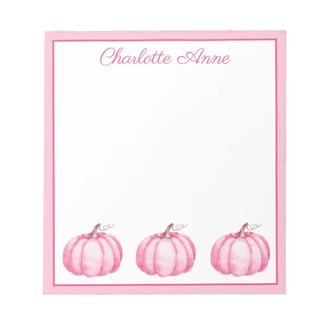 Cute Pink Pumpkins Personalised Notepad (Front)