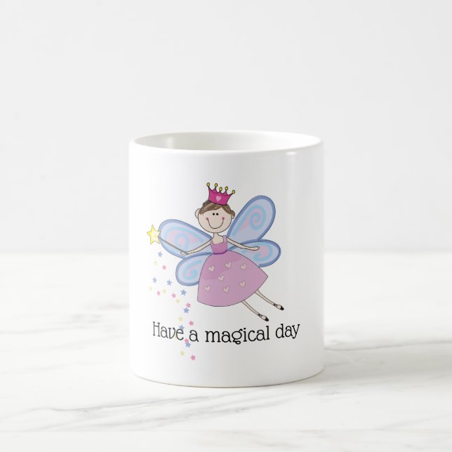 Cute pink purple blue fairy cartoon personalised coffee mug (Center)