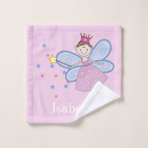 Cute pink purple blue fairy cartoon personalised wash cloth
