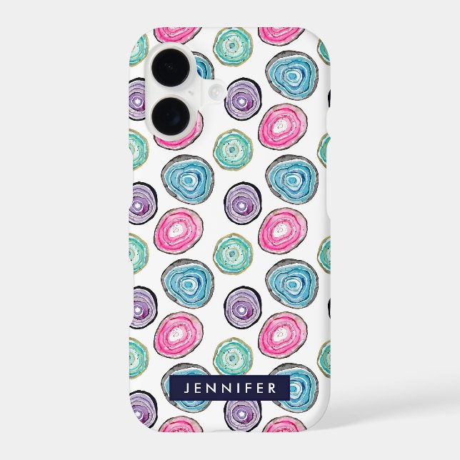 Cute pink purple blue geode pattern personalised (Back)