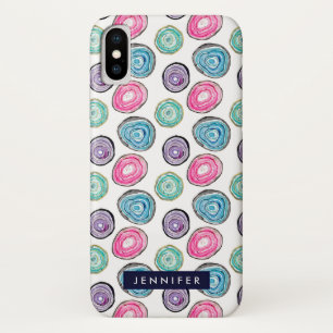 Cute pink purple blue geode pattern personalised iPhone x case