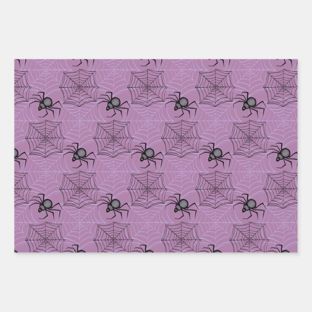 Cute PInk Purple Cat Spider Wrapping Paper Set- 3 (Front)
