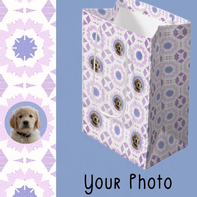 Cute Pink Purple Christmas Dog Lover Pet Mum Gift  Medium Gift Bag (Creator Uploaded)
