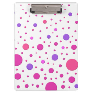 Cute Pink Purple Dots over White Modern Design Clipboard