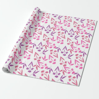 Cute Pink Purple Flower Pattern Feminine Spring Wrapping Paper
