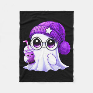 Cute pink purple ghost coffee halloween ghost men fleece blanket