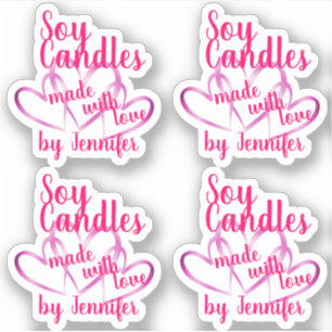 Cute Pink Purple Hearts Made with Love Soy Candles