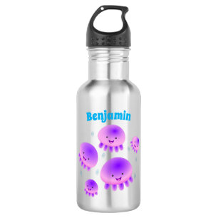 Cute pink purple jellyfish kawaii cartoon 532 ml water bottle