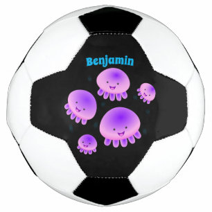 Cute pink purple jellyfish kawaii cartoon football