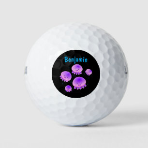 Cute pink purple jellyfish kawaii cartoon golf balls
