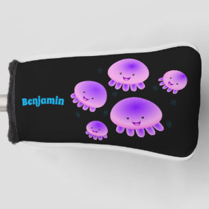 Cute pink purple jellyfish kawaii cartoon golf head cover