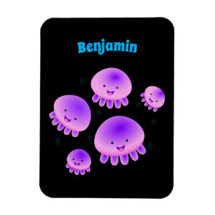 Cute pink purple jellyfish kawaii cartoon magnet