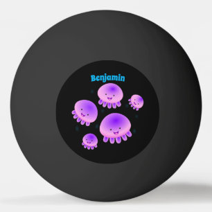Cute pink purple jellyfish kawaii cartoon ping pong ball